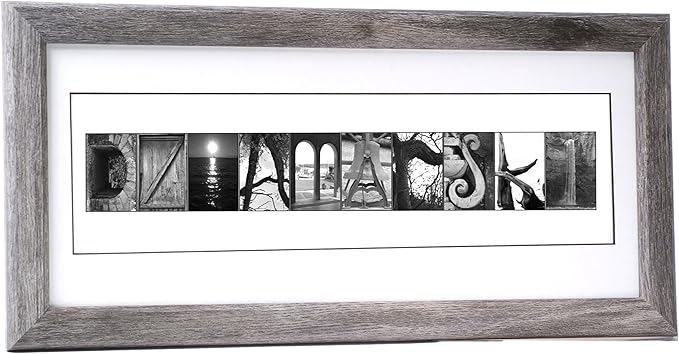 Creative Letter Art Personalized 12 by 26 inch Framed Sign in Nature Themed Alphabet Photograph Letters for Personalized Wedding Gift, Graduation, Anniversary, Childrens Name or any Occasion