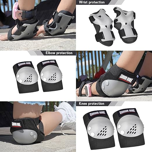 Kids/Youth Knee Pads Elbow Pads Wrist Guards 3 in1Protective Set, for 3-15 Years Child Roller Skates, Cycling, Inline Skating, Skateboard, BMX Bike, Balance Bike, Scooter Riding Sports