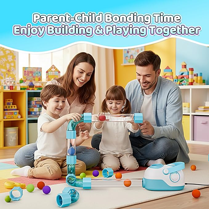 Air-Powered STEM Building Toys - Bluetooth Learning Toys with Wireless Music Play, Rechargeable & Play While Charging, STEM Toys for 3+ Year Old, Kids Toys Birthday Gifts for Kids