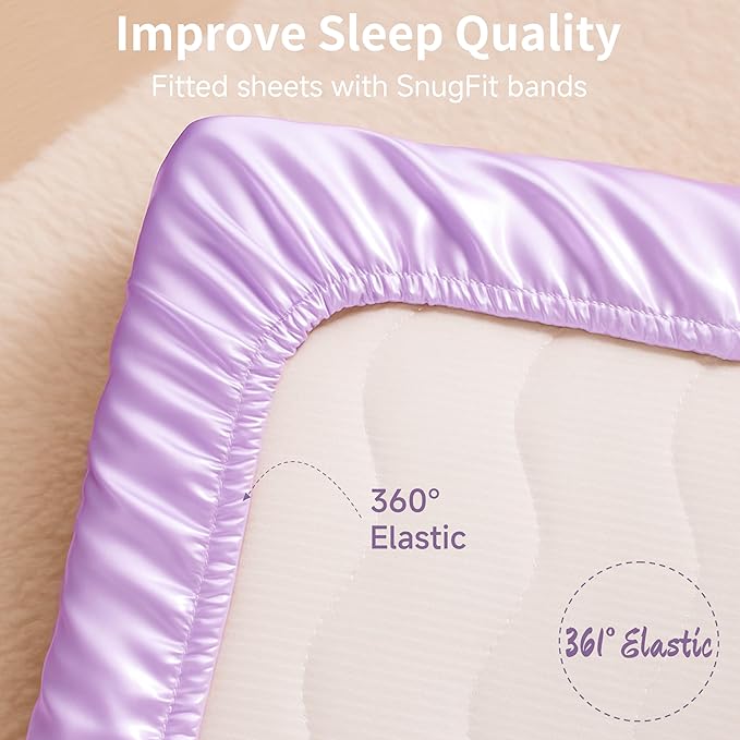 Satin Bassinet Sheet, Great for Baby Hair, Soft Silk Feeling Sheet for Rectangle Cradle Bassinet Mattress Pad, for Girls Gift Newborn and Infant(Purple)