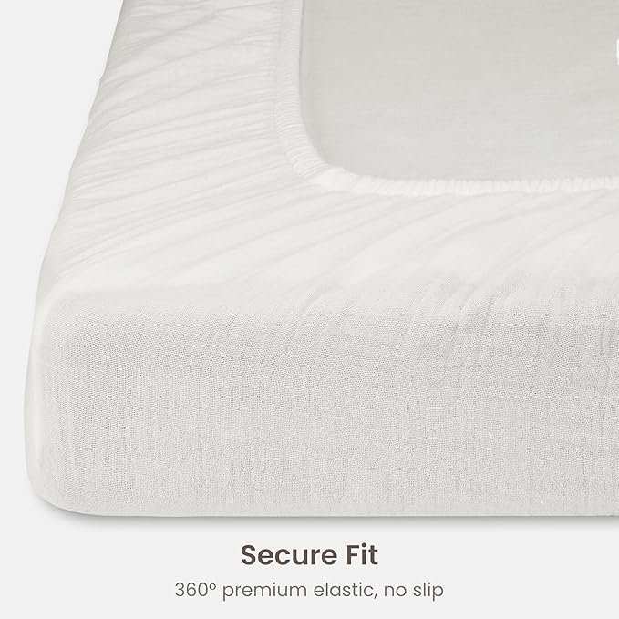 Bioweaves Organic Cotton Muslin Bassinet Sheet, GOTS Certified Extra Soft Fitted Sheet, Universal Fit for Oval Baby Bassinet Mattresses, 33" x 17", 4 Inch Pocket, White