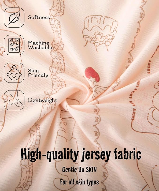 SDY Jersey Crib Sheets for Baby Girls,52"x28"X8", Pink Kawaii Bear Standard Oval/Retangle Crib Mattress Sheets for Toddler,Super Soft Breathable