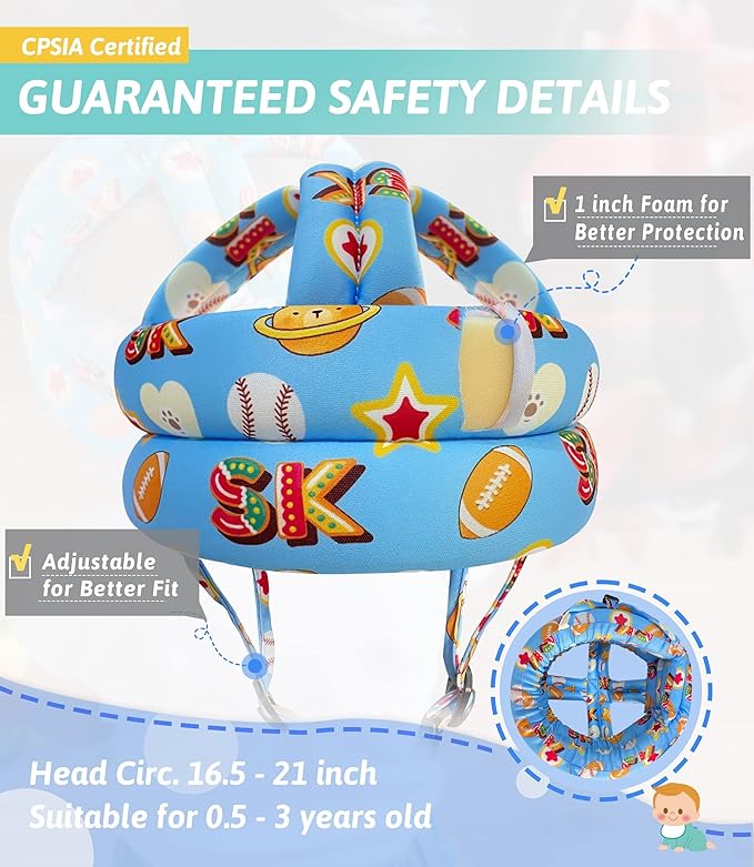 Baby Head Protector - Baby Helmet for Crawling Walking Running - No Bumps and Soft Cushion - Adjustable Protective Cap Infant Baby Safety Headguard - Toddler Helmets 6-12 Months 1-2 Years Old