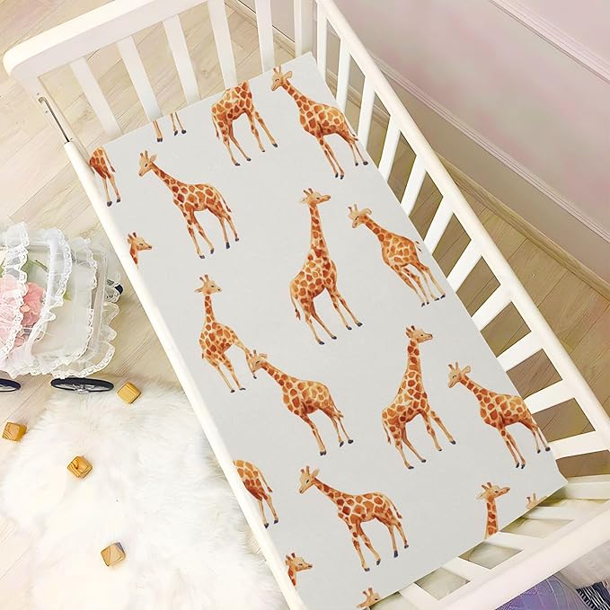 Africa Giraffe Animal Crib Sheets Soft Breathable Fitted Baby Crib Sheets Mattress Cover for Girls Boys, 52" x 28" x 9"