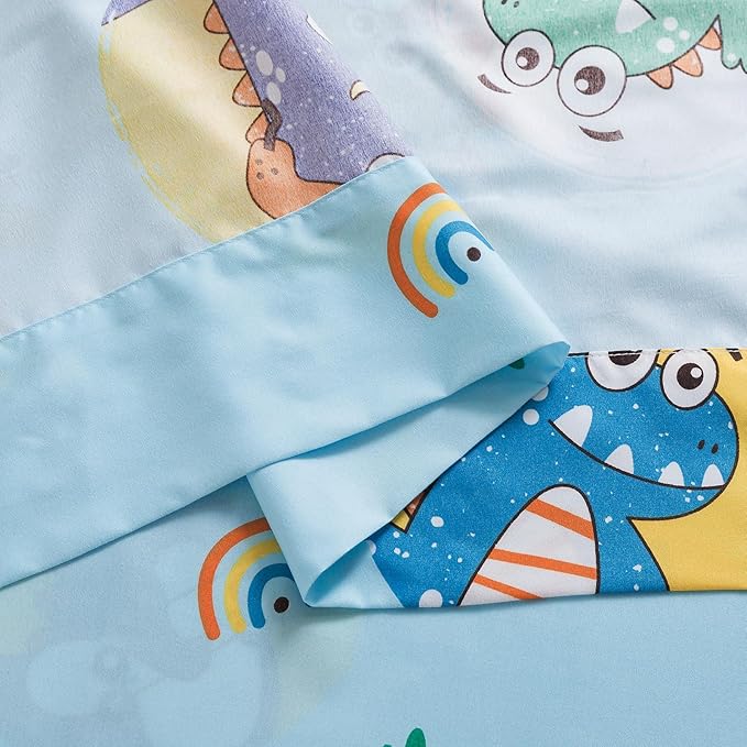 Caressma 5 Pieces Comforter Set Bed-in-a-Bag Twin Size, Soft Brushed Microfiber Kids Comforter with Lovely Blue Dinosaurs Pattern, Includes Comforter, Fitted Sheet, Flat Sheet & Pillowcase & Sham