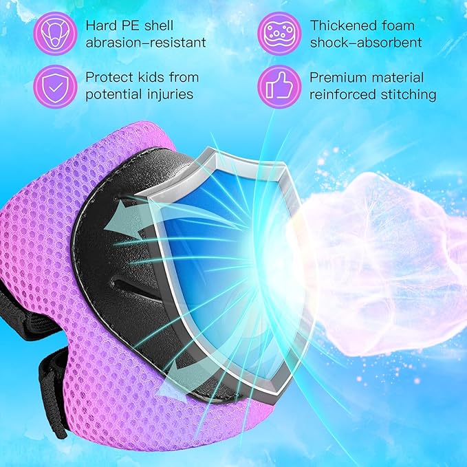 Kids Protective Gear Set Knee Pads for Kids 3-14 Years Toddler Knee and Elbow Pads with Wrist Guards 3 in 1 for Skating Cycling Bike Rollerblading Scooter