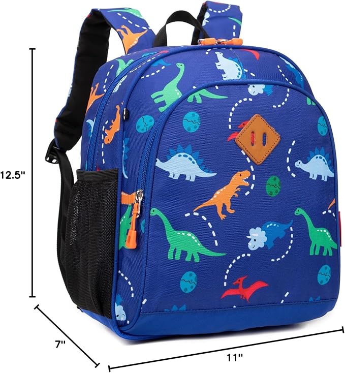 JinBeryl Toddler Backpack for Boys or Girls, Little Kids Backpack for Preschool or Kindergarten (Dinosaur Blue, Mini)
