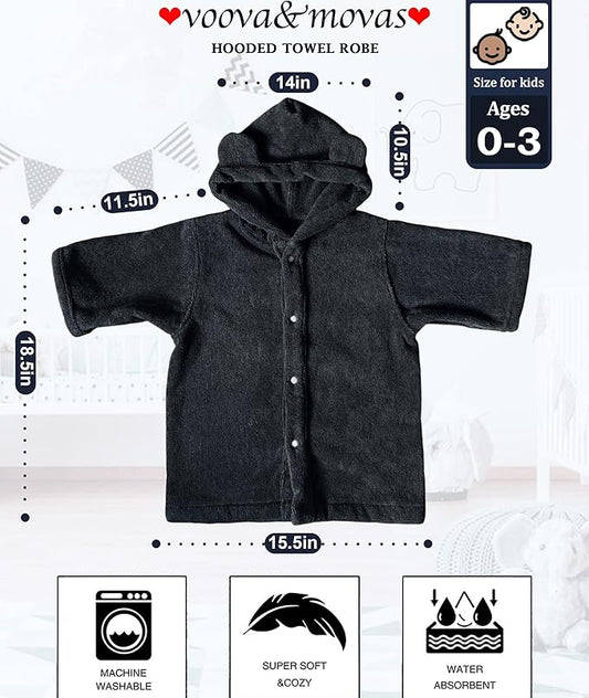VOOVA & MOVAS Toddler Hooded Poncho Towel with Bear Ear, 0-3Years | 100% Cotton, Ultra-Soft & Absorbent | Gentle for Sensitive Skin, Bath, Pool & Beach Towel | Newborn, Navy