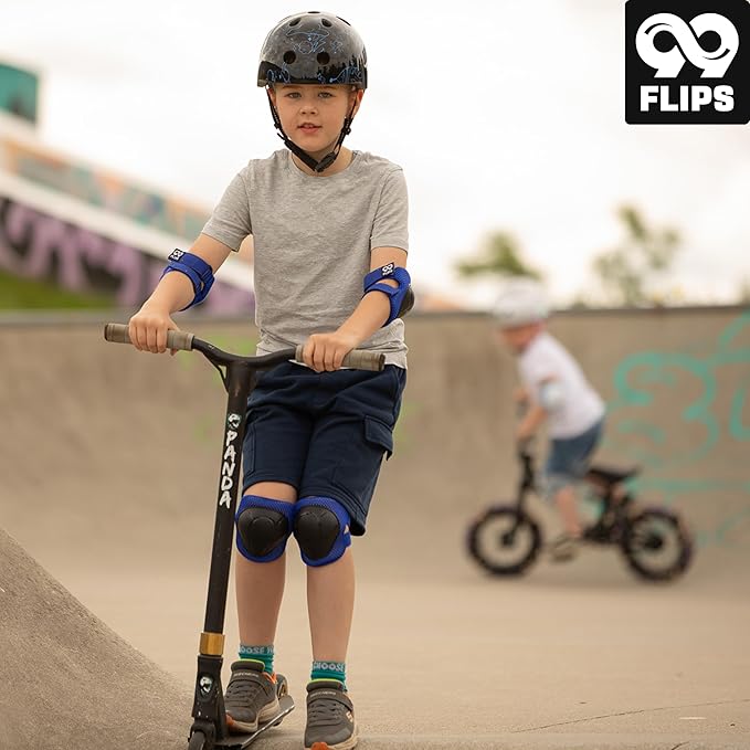 99FLIPS Knee Pads for Kids 3-12 Years - 6pcs Complete Set Certified by TÜV Rheinland - Knee Pads Elbow Pads and Wrist Guards for Kids and Toddler - Skateboard Roller Skates Scooter