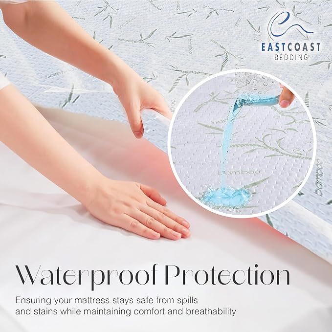 Waterproof Mattress Protector Pad - Size 48" x 75" Inch, Viscose Derived from Bamboo, Ultra Soft, Breathable, Washable Bed Mattress Cover for Comfort & Protection