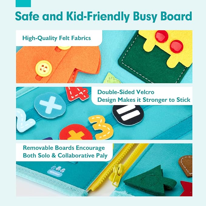 hahaland Busy Board for Toddlers Girls Montessori Toys for 3+ Year Old Farm Animals Preschool Learning Activities Toddler Travel Toys for 3+