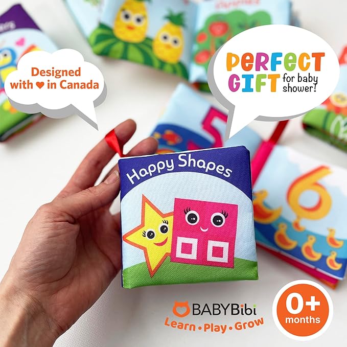 BabyBibi Cloth Books for Babies (Set of 6) - Premium Quality Soft Books for Babies. Touch and Feel Crinkle Paper. Cloth Books for Early Children's Development.