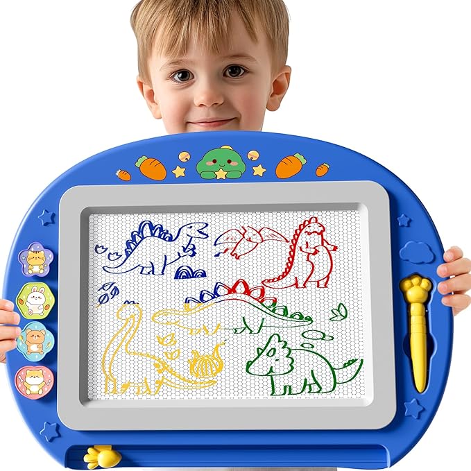Large Magnetic Drawing Board 13 × 17 in Doodle Board Toddler Toys for Girls Boys 3 4 5 6 7 Year Old Kids, Preschool Educational Travel Toys Gifts Etch A Colorful Sketch Magnet Erasable Writing Pad