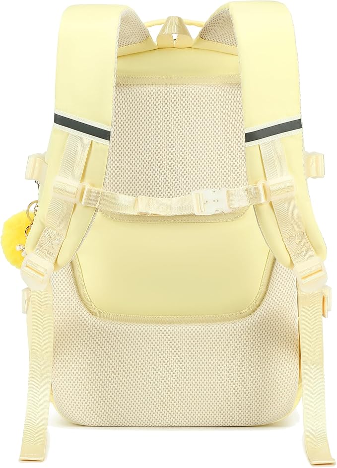KIDNUO Backpack for Girls, 15.6 Inch Laptop School Bag Kids Kindergarten Elementary College Backpacks Large Bookbags for Teen Girl Women Students Casual Travel Daypacks (Yellow)