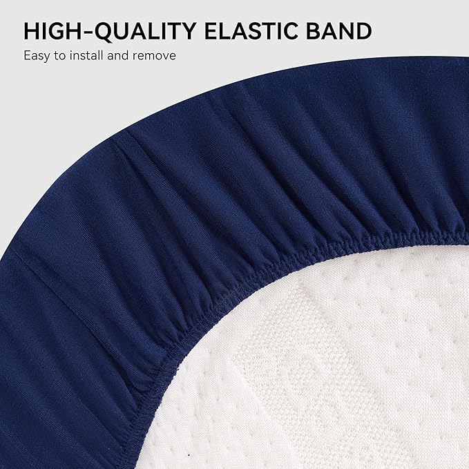 TILLYOU Baby Bassinet Sheets for Girls Boys, Fit for Hourglass Oval Rectangle Bassinet Mattress Sheets, 33”X16”, 2 Pack Adventure and Dark Blue