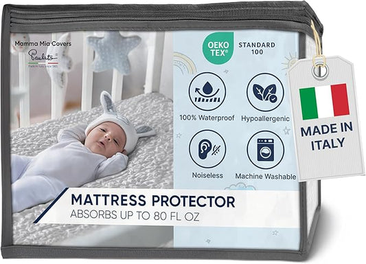 PAULATO BY GA.I.CO Crib Waterproof Mattress Protector – Absorbent Mattress Cover for Toddler & Baby – 28x52 Soft Noiseless Hypoallergenic Machine Washable – Protector with Deep Elastic Skirt