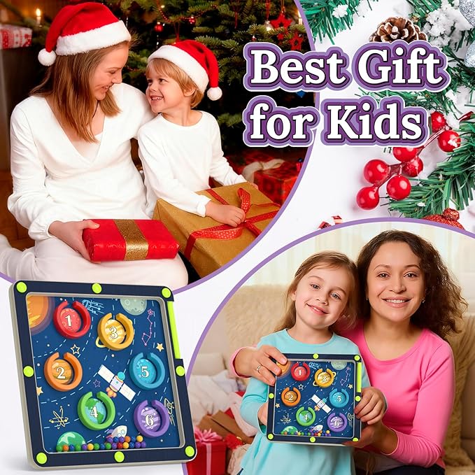 Magnetic Color and Number Space Maze Level 1– Montessori Wooden Puzzle Toy for Toddlers, Preschool Learning Activity for Fine Motor Skills, Educational Gift for Kids Ages 1+