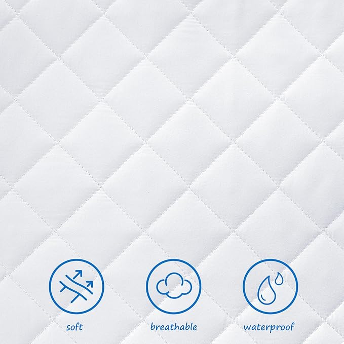 Bassinet Mattress Pad Cover Fit for Graco Travel Lite Crib/Guava Lotus/Maxi-COSI Swift Lightweight Portable, Waterproof Bassinet Mattress Protector Quilted (20" x 28") 2 Pack