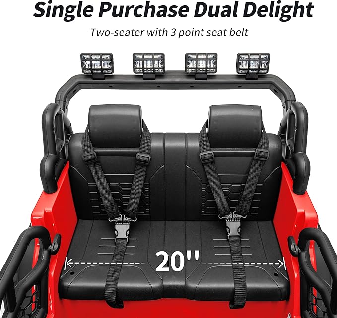 2 Seater Ride on Car Toy, 24V 4WD Electric Car for Kids 4-8 with Remote Control, 4x200W Motors, Capacity 110 lb - Red