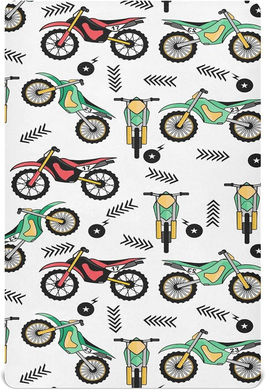 Motocross Motorcycle Crib Sheets Soft Breathable Fitted Baby Crib Sheets Mattress Cover for Girl Boys, 52" x 28" x 9"