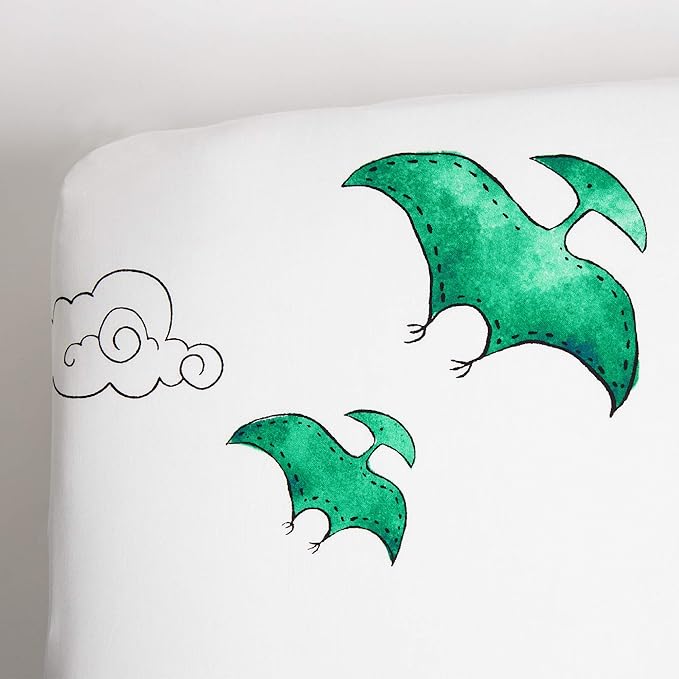JumpOff Jo - Fitted Crib Sheet, Super Soft Breathable 100% Cotton Baby Crib Sheet for Standard Crib Mattresses and Toddler Beds, 28 in. x 52 in. - Blue Dinosaur