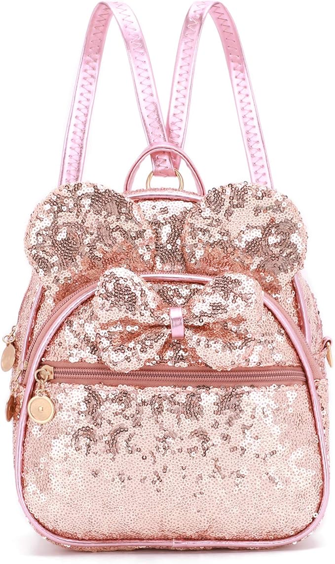 KL928 Girls Mini Backpack Bowknot Polka Dot Cute Small Daypacks Convertible Shoulder Bag Purse for Women