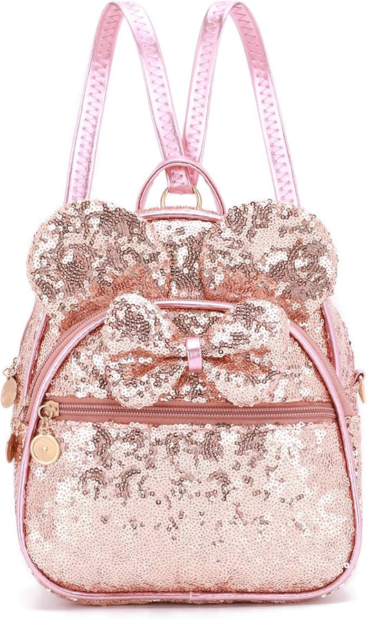 KL928 Girls Mini Backpack Bowknot Polka Dot Cute Small Daypacks Convertible Shoulder Bag Purse for Women
