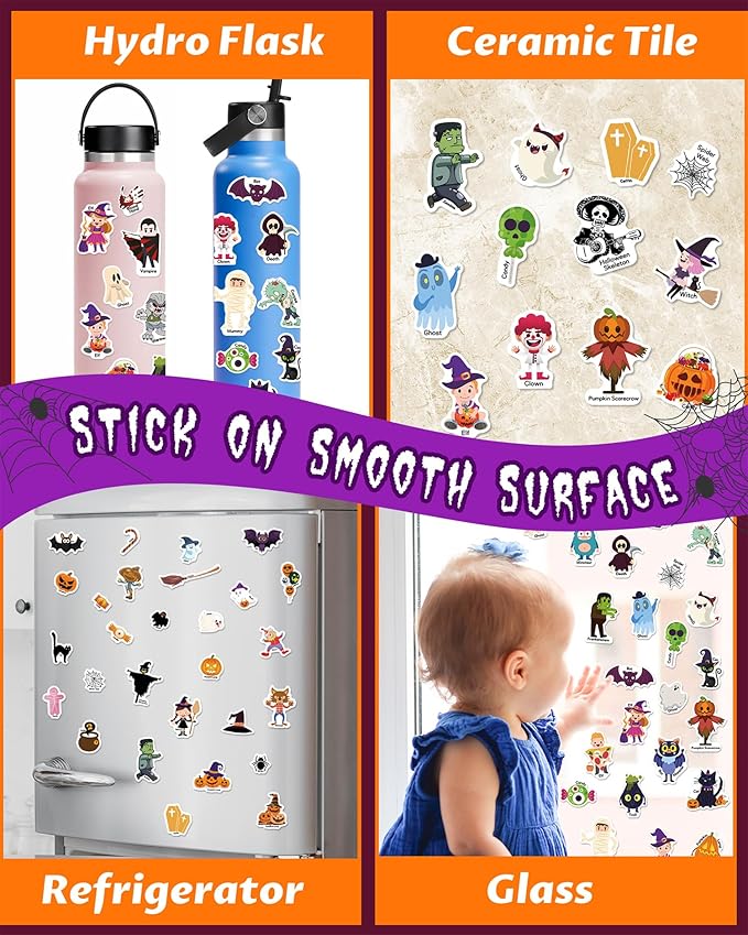 Walenced Reusable Sticker Book for Toddlers, Stickers for Kids, Toddler Sticker Book, Toddler Craft Activities, Toddler Travel Toys Ages 3 and Up Boy Girl Birthday Gifts - Halloween