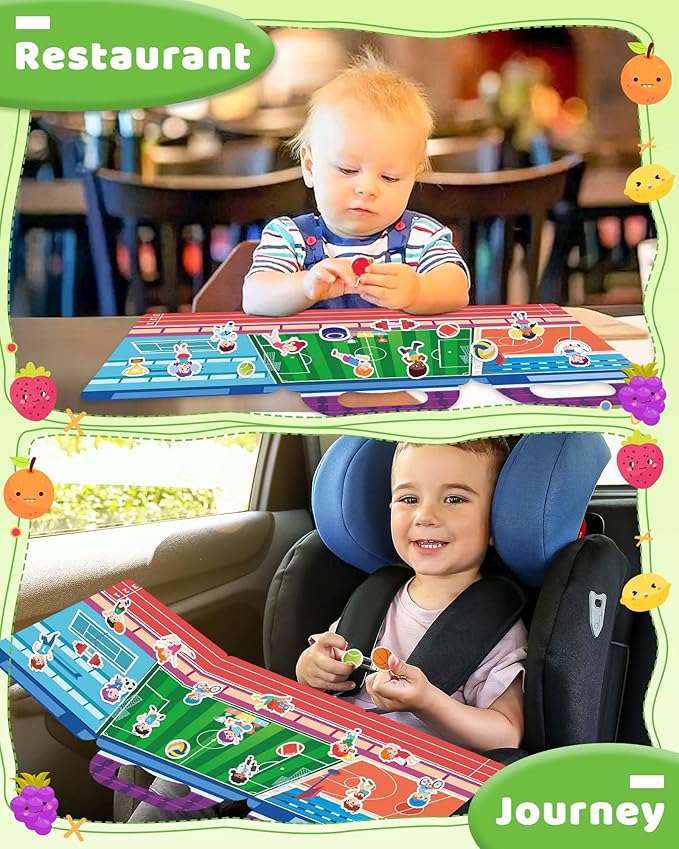 Benresive Reusable Sticker Books for Toddlers, Fun Travel Stickers for Kids, Toddler Sticker Book, Crafts Activities for Toddlers, 3 and Up Birthady Gifts - Sports