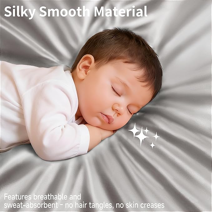 Pro Goleem Satin Soft Crib Sheet Great for Baby with Sensitive Hair Silky Baby Sheet Gray Unisex 52’’x28’’x8’’ Fitted Sheet