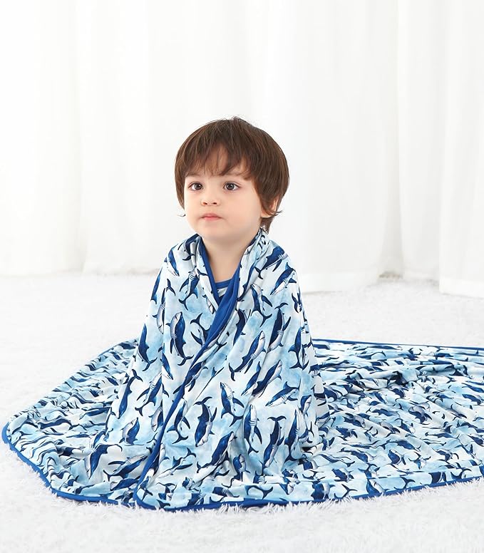Premium Baby Blankets, Soft Viscose from Bamboo Blanket for Boys and Girls, Nursery Crib Bedding Quilt for Newborn and Toddler, Cooling for Hot Sleepers 50'' x 50'' Shark