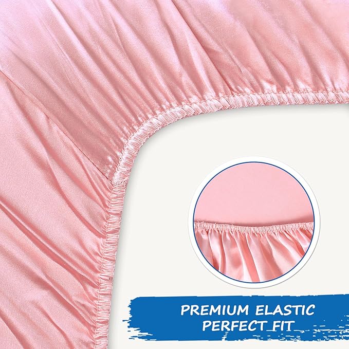 Crib Sheets Girl Satin 2 Pack, Soft & Silky Crib Sheet for Baby Hair (52"x28"x8") Fitted Crib Sheets for Standard Crib Mattress, Pink