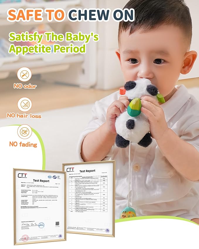 Jollybaby Baby Rattles & Soft Plush Hanging Toy for Stroller Crib car seat and Play Gym, Sensory Developmental Vibrating Toys for Newborn, Baby Christmas Stocking/Socks Stuffers Gifts - Duck