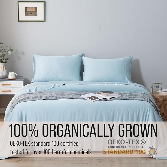 Bella Coterie Luxury Bamboo Viscose Queen Size Flat Sheet | 100% Organically Grown | Ultra Soft | Cooling for Hot Sleepers [Coastal Blue]