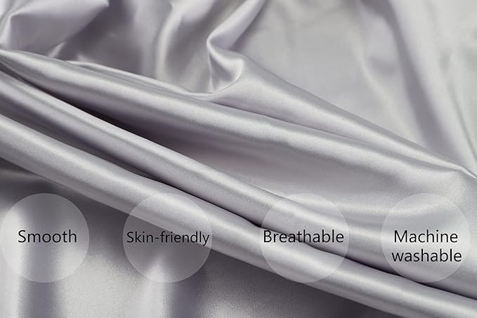 Satin Pack n Play Sheet Set 2 Pack Ultra Soft Silk Fitted Mini Crib Sheets Playard Sheet Protect for Baby Hair and Skin, Grey & Lt Blue
