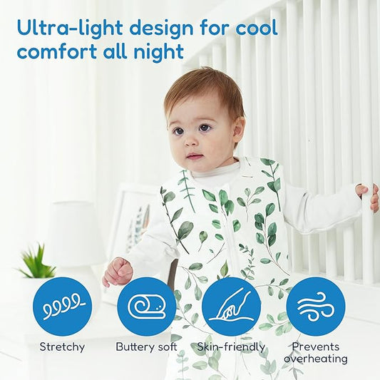 TotAha Sleep Sack 6-12-15 Months 3-Pack,Stretchy,Buttery Soft Swaddle Transition Sleeping Bag,Light Baby Wearable Blanket with 2-Way Safe Zippers for Boys and Girls, 0.5 TOG