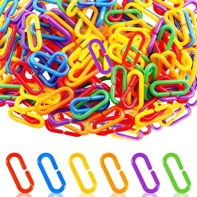 Bbiamsleep 600 Pcs Plastic Chain Links 6 Colors Counting Linking Activity Kit for Fine Motor Color Recognition Counting Sorting Skills