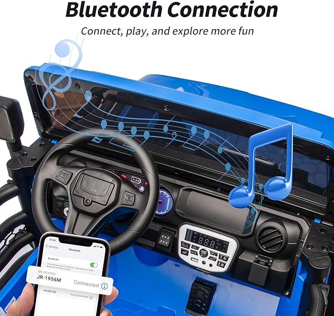 2 Seater Ride on Electric Car, 12V Ride on Toy Car for Kids 4-8 w/Remote Control, EVA Tires - Blue
