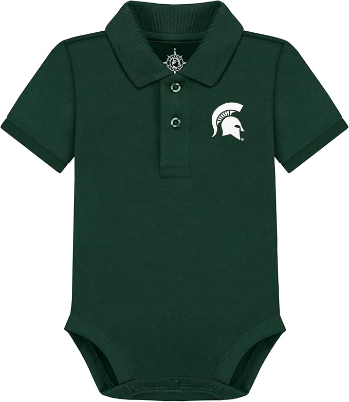 Creative Knitwear College Baby Polo Bodysuit Solid - Team Logo, Multiple Colors, for Boys & Girls (0-12 Months)