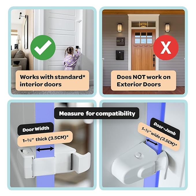 Huglock - The Snap-On Door Lock Kids Can't Reach or Defeat - No Tools or Adhesives Required - Works With Door Knob, Lever or Handle - Childproof Safety Locks are Toddler, Baby and Child Proof (1 Pack)
