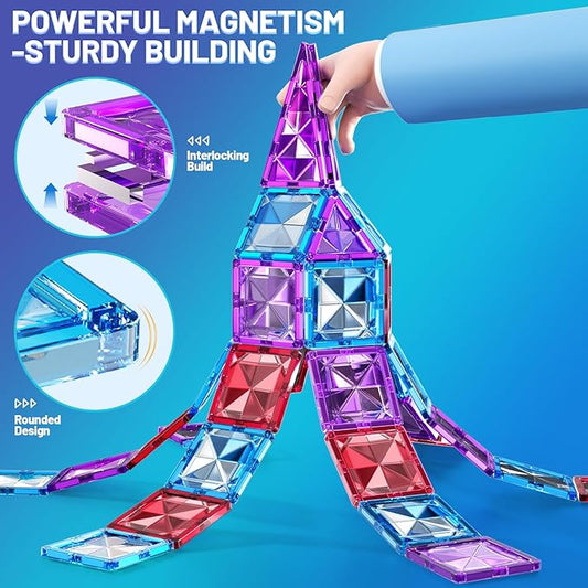 Magnet Toy for Toddlers 1-3, Toddler Magnet Building Blocks Tiles Toys for Kids Ages 1-3 4-8, Preschool Learning Sensory Educational Gifts Toys for Boys and Girls 3+ Year Old
