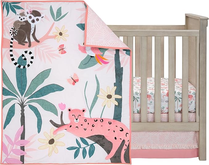 Lambs & Ivy Enchanted Safari Leopard/Lemur Jungle 3-Piece Baby Crib Bedding Set
