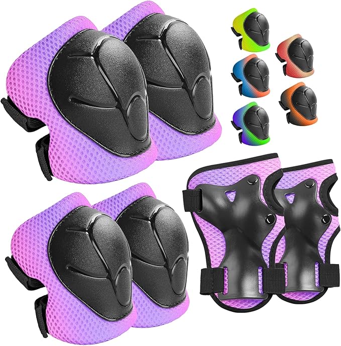 Kids Protective Gear Set Knee Pads for Kids 3-14 Years Toddler Knee and Elbow Pads with Wrist Guards 3 in 1 for Skating Cycling Bike Rollerblading Scooter