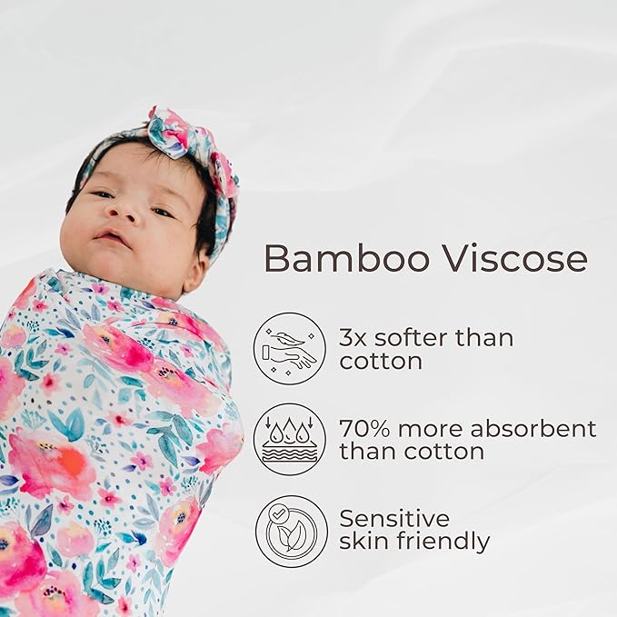 Swaddles for Newborns Baby Blanket Set Ultra-Soft 95% Bamboo Viscose Baby Swaddle for 0-3 Months | Newborn Essentials Must Haves Bamboo Viscose Swaddle Blankets