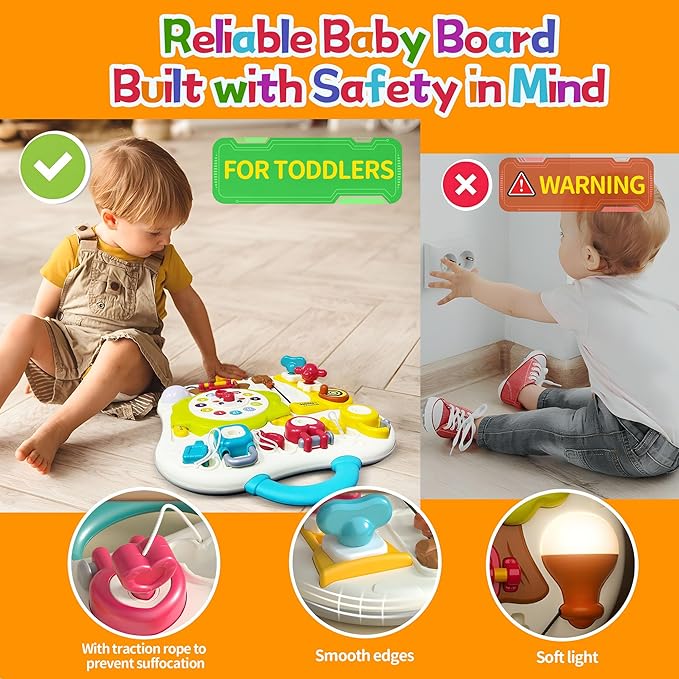 Montessori Busy Board Sensory Toys for Toddlers 1-3, Activity Music & LED Light Up Montessori Toys for 2+ Year Old, Travel Toys for 2 Year Old Boys & Girls, 2025