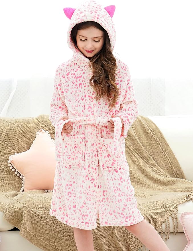 Doctor Unicorn Soft Hooded Rainbow Bathrobe Sleepwear for Girls