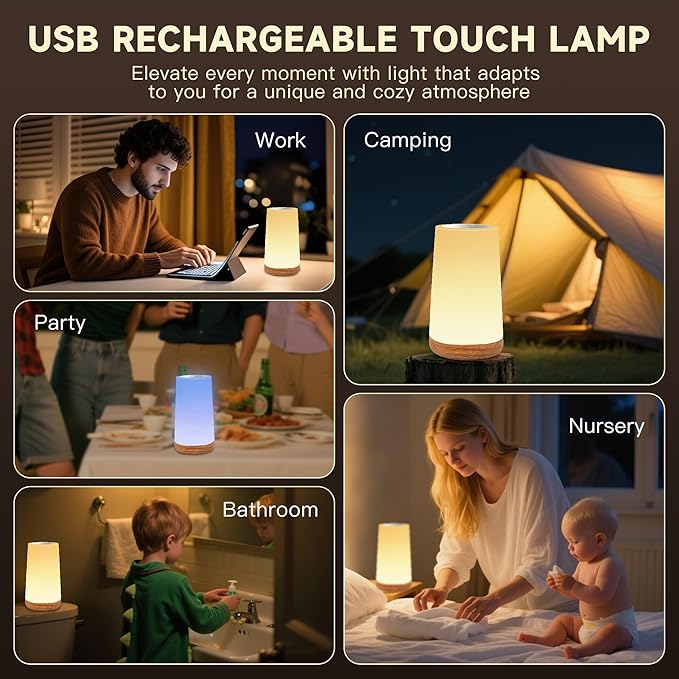 Yonito Night Light for Baby Nursery, 13 Colors Changing Touch Dimmable Night Lamp with Timer, Rechargeable Kids Night Light Portable for Bedtime Routine Baby Breastfeeding