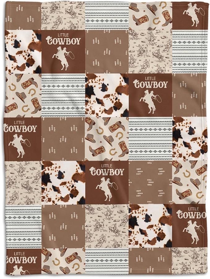 Western Blanket, Western Decor for Nursery Room, Baby Blankets for Boys Girls, Cowboy Baby Blankets, Western Baby Stuff, Soft Warm Lightweight Nursery Bed Blanket for Newborn Toddlers (04, 30x40 in)