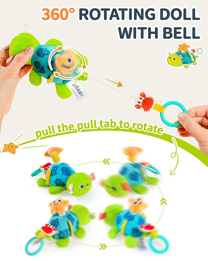 Jollybaby Baby Rattles & Soft Plush Hanging Toy for Stroller Crib car seat and Play Gym, Sensory Developmental Vibrating Toys for Newborn, Baby Christmas Stocking/Socks Stuffers Gifts - Duck