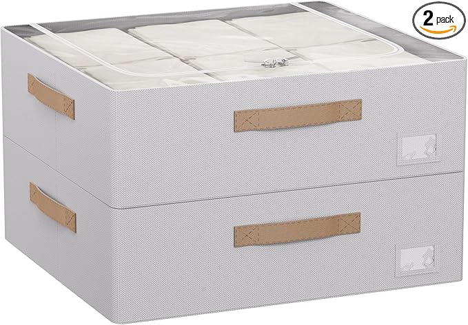 CYhom Underbed Storage Bins With Metal Frame, 10" High Under Bed Storage Containers, Large Capacity Under Bed Organizer Boxes (Grey, 23.6” L x 19.7” W x 10” H)